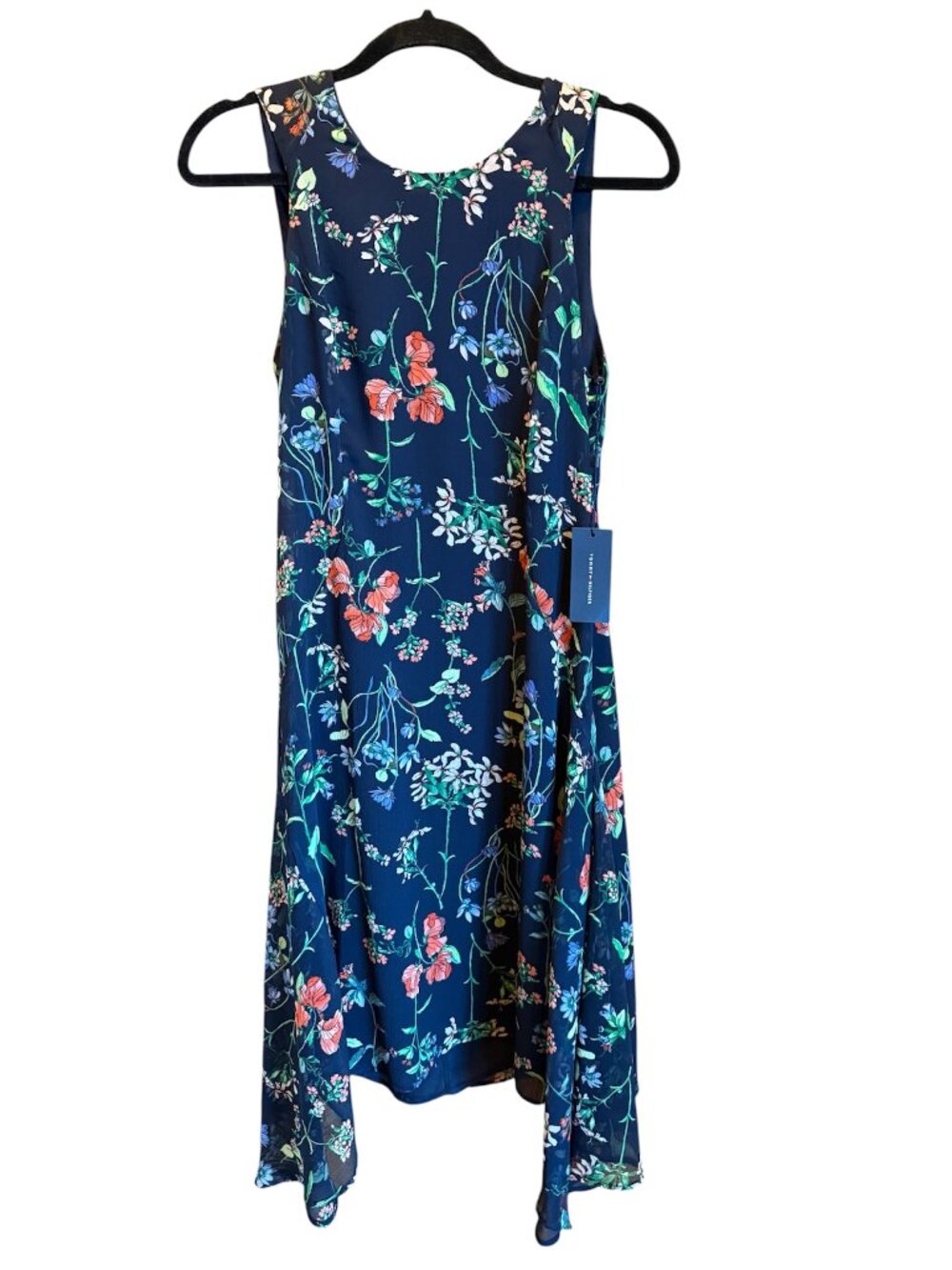 NWT Tommy Hilfiger Navy Floral Chiffon Trapeze Dress - Size 6
